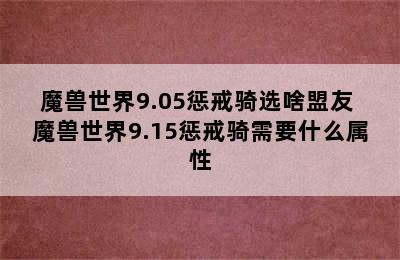 魔兽世界9.05惩戒骑选啥盟友 魔兽世界9.15惩戒骑需要什么属性